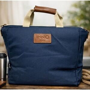 InnoStage Picnic Cooler Insulated Tote With Foldaway Wine Table Navy Blue